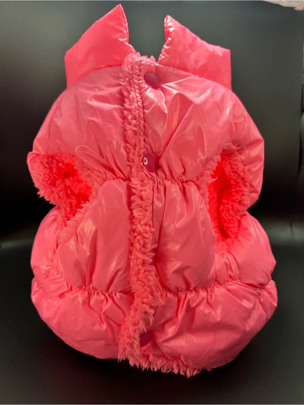Plush Lined Pink Puffer Dog Coat
